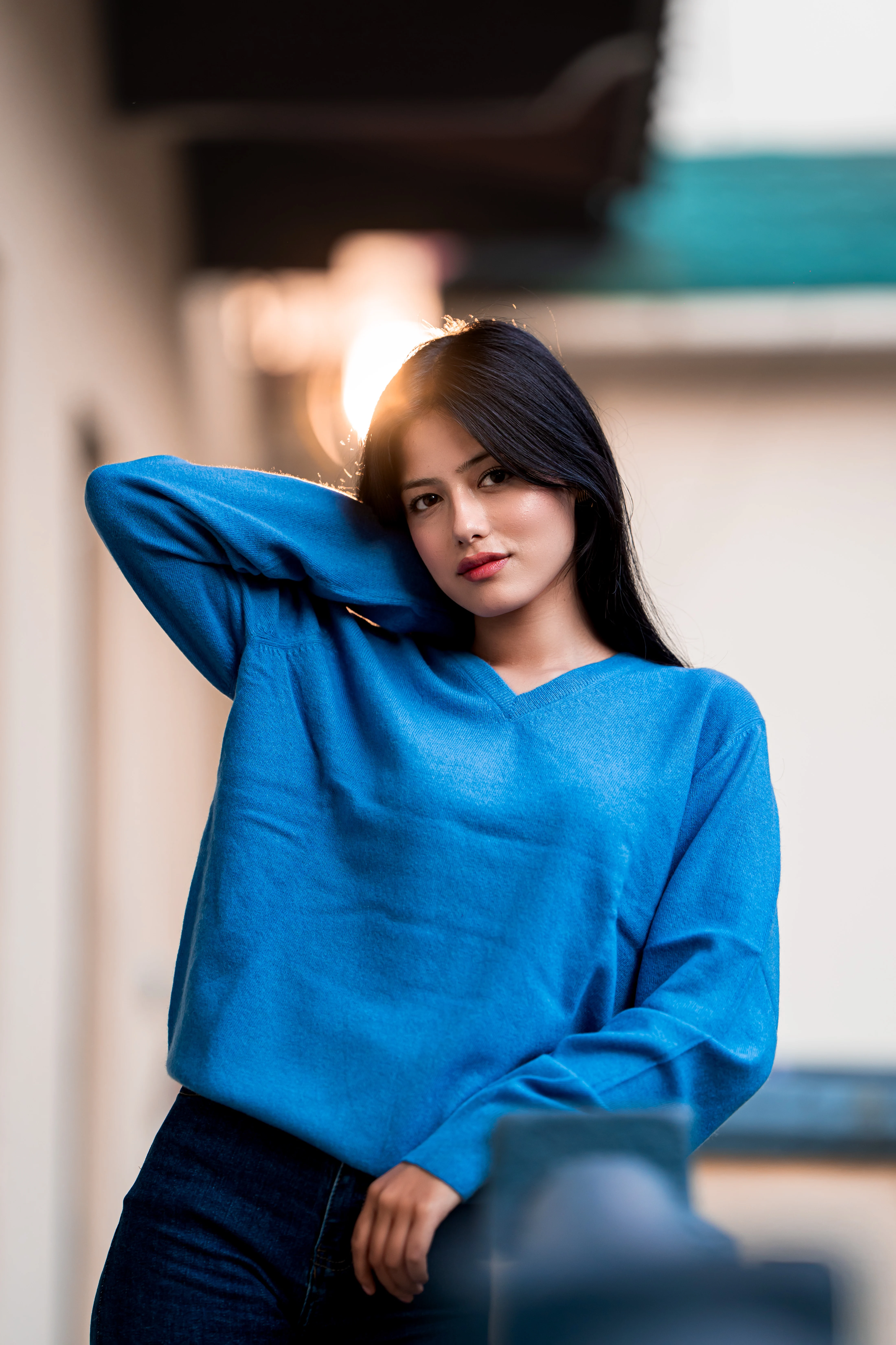 Women's Silk Blend V Neck Top